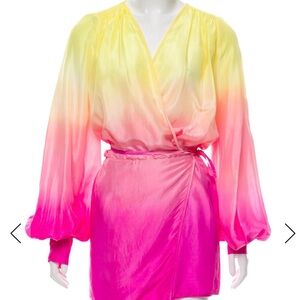 Attico silk Vibrant Yellow and Pink Ombre Dress
